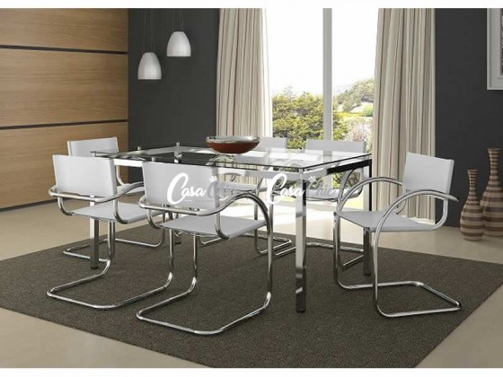 Conjunto Mesa de Jantar Carraro 328-320 com 06 Cadeiras  